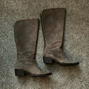 Born distressed, taupe colored boots